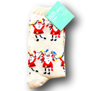3/$15 Santa Claus & Christmas Lights Christmas Holiday Funny Socks - Brand New
